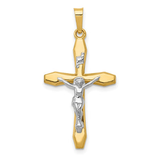 14k Yellow and White Gold Polished Inri Latin Crucifix Pendant XR1637