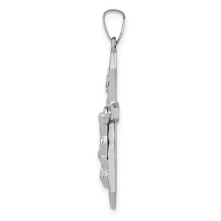 14k White Gold Polished Inri Crucifix Pendant XR1638