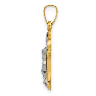 14k Yellow and White Gold Polished and Textured Inri Latin Crucifix Pendant