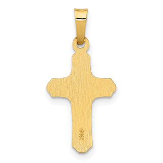 14k Yellow and White Gold Polished and Textured Inri Latin Crucifix Pendant