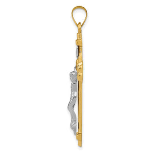 14k Yellow and White Gold Polished Inri Latin Crucifix Pendant XR1641