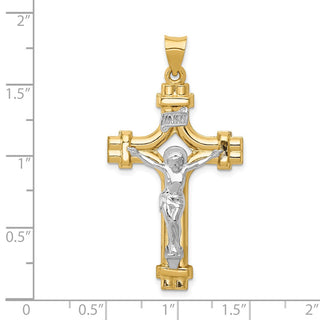 14k Yellow and White Gold Polished Inri Latin Crucifix Pendant XR1641