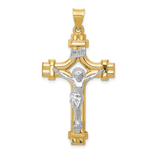 14k Yellow and White Gold Polished Inri Latin Crucifix Pendant XR1641