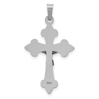 14k White Gold Polished Fleur De Lis Crucifix Pendant XR1643