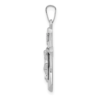 14k White Gold Polished Inri Crucifix Pendant XR1644