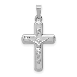 14k White Gold Polished and Satin Inri Crucifix Pendant