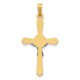 14k Yellow Gold with Rhodium Polished INRI Crucifix Pendant