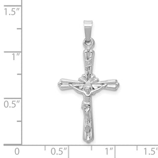 14k White Gold Polished Inri Crucifix Pendant XR1649