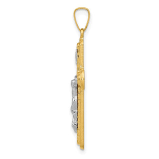 14k Yellow and White Gold Polished and Textured Inri Crucifix Pendant XR1650