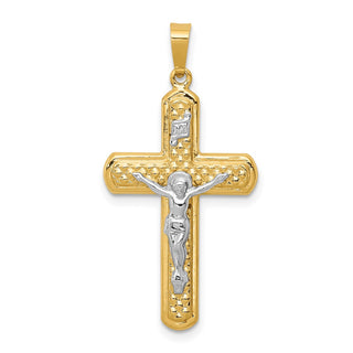 14k Yellow and White Gold Polished and Textured Inri Crucifix Pendant XR1650