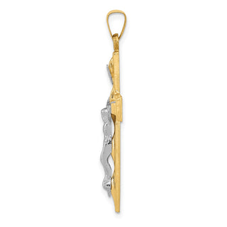 14k Two-tone Gold Polished INRI Crucifix Pendant XR1651