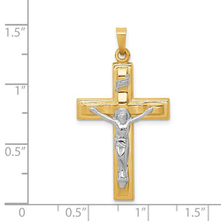 14k Two-tone Gold Polished INRI Crucifix Pendant XR1651