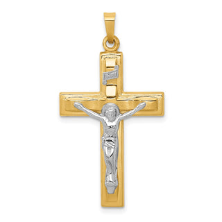 14k Two-tone Gold Polished INRI Crucifix Pendant XR1651