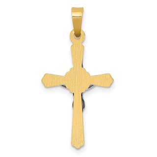 14k Two-tone Gold Flower Center INRI Crucifix Pendant