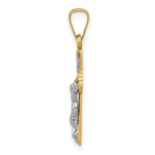14k Two-tone Gold Polished INRI Crucifix Pendant XR1654