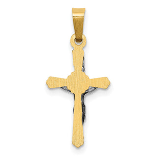 14k Two-tone Gold Polished INRI Crucifix Pendant XR1654