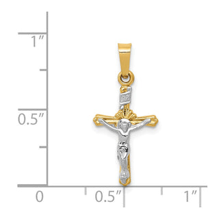 14k Two-tone Gold Polished INRI Crucifix Pendant XR1654