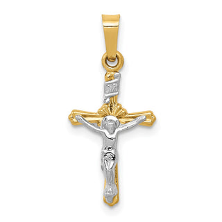 14k Two-tone Gold Polished INRI Crucifix Pendant XR1654
