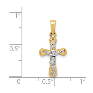 14k Yellow Gold Polished Inri Rounded Crucifix Pendant