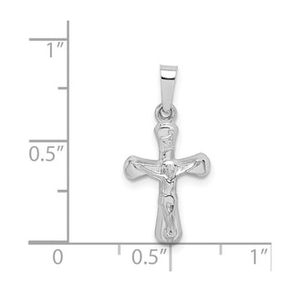 14k White Gold Polished Inri Rounded Crucifix Pendant XR1656