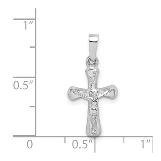 14k White Gold Polished Inri Rounded Crucifix Pendant XR1656