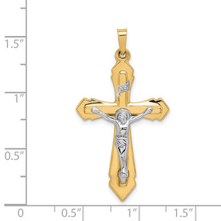 14k Yellow and White Gold Polished Inri Crucifix Pendant XR1658