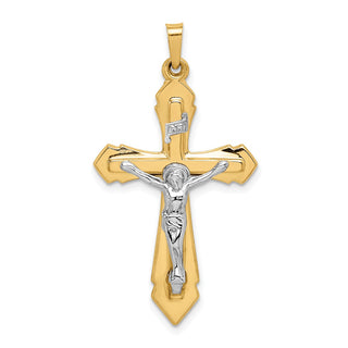 14k Yellow and White Gold Polished Inri Crucifix Pendant XR1658