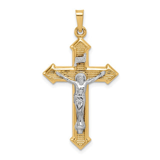 14k Yellow and White Gold Polished and Textured Inri Crucifix Pendant XR1659