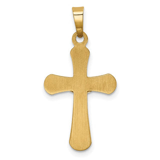 14k Yellow and White Gold Polished Rounded Cross Pendant