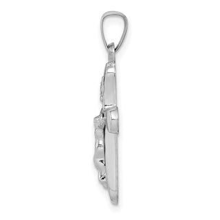 14k White Gold Polished Inri Rounded Crucifix Pendant XR1663