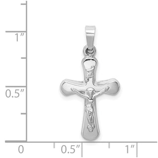 14k White Gold Polished Inri Rounded Crucifix Pendant XR1663