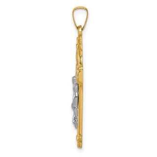 14k Yellow Gold Two-Tone Polished INRI Crucifix Pendant