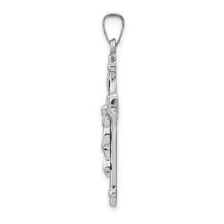 14k White Gold Polished Inri Crucifix Pendant XR1665