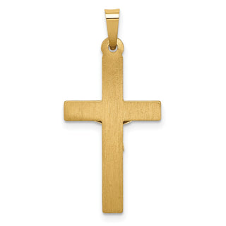 14k Yellow and White Gold Polished Lattice Textured Inri Crucifix Pendant