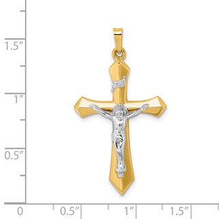 14k Yellow and White Gold Polished Inri Crucifix Pendant XR1667