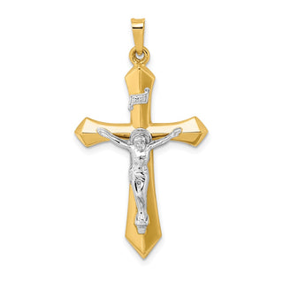 14k Yellow and White Gold Polished Inri Crucifix Pendant XR1667