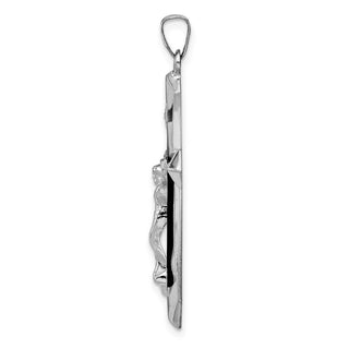 14k White Gold Polished Inri Passion Crucifix Pendant