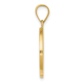 14k Yellow Gold Polished and Satin Hollow Divino Nino Round Medal Pendant XR1669