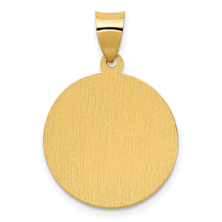 14k Yellow Gold Polished and Satin Hollow Divino Nino Round Medal Pendant XR1669