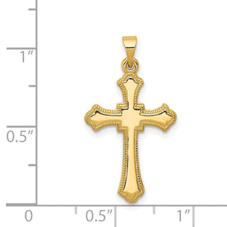 14k Yellow Gold Budded Cross Pendant XR167