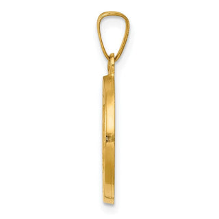 14k Yellow Gold Polished and Satin Hollow Divino Nino Round Medal Pendant XR1670