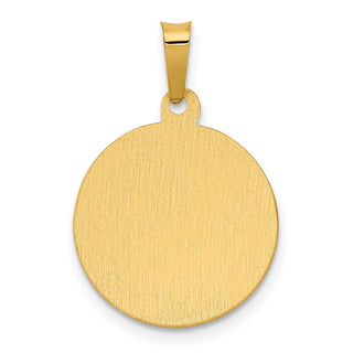 14k Yellow Gold Polished and Satin Hollow Divino Nino Round Medal Pendant XR1670