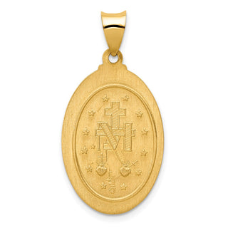 14k Yellow Gold Polished and Satin Hollow Spanish Miraculous Medal Pendant