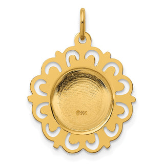14k Yellow Gold Polished and Satin Spanish Guardian Angel Medal Pendant
