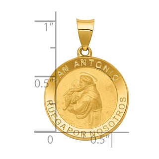 14k Yellow Gold Polished and Satin Hollow Spanish St. Anthony Medal Pendant