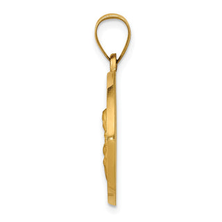 14k Yellow Gold Polished and Satin St. Catherine Hollow Medal Pendant