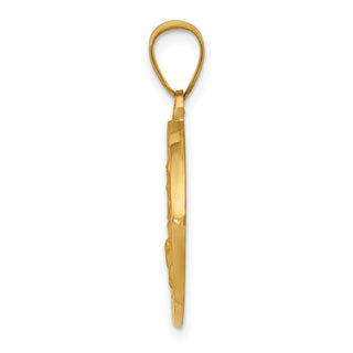 14k Yellow Gold Polished and Satin St. Cecilia Hollow Medal Pendant