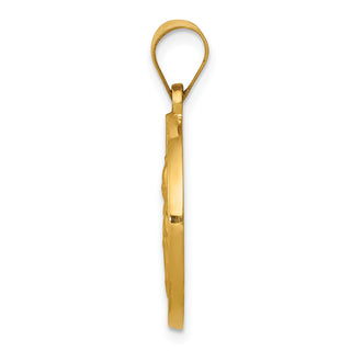 14k Yellow Gold Polished and Satin St. Clare Hollow Medal Pendant
