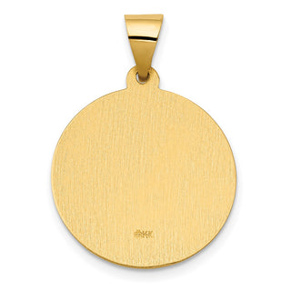 14k Yellow Gold Polished and Satin St. Clare Hollow Medal Pendant