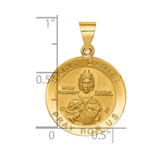14k Yellow Gold Polished and Satin St. Daniel Hollow Medal Pendant